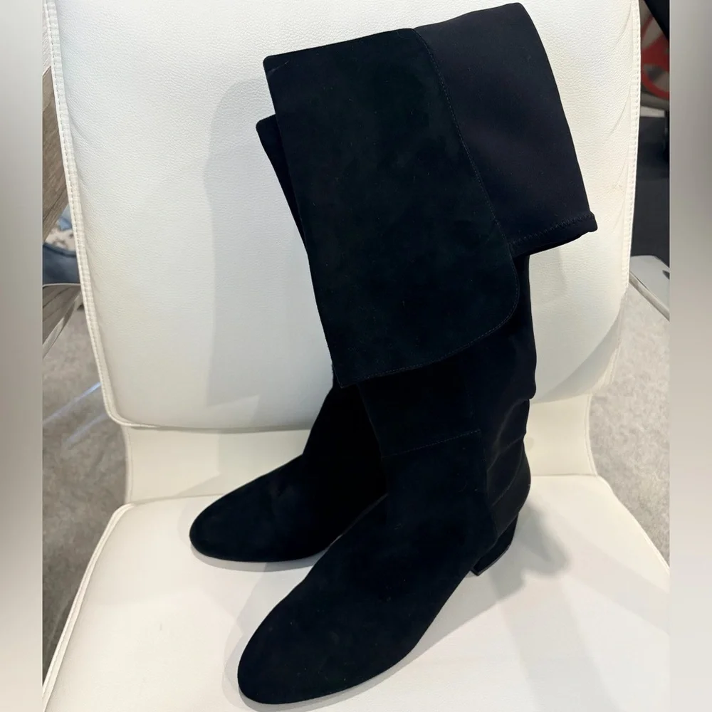 Stuart Weitzman Women's Black Stretch Suede Over-The-Knee Boots SG180 Size 8B